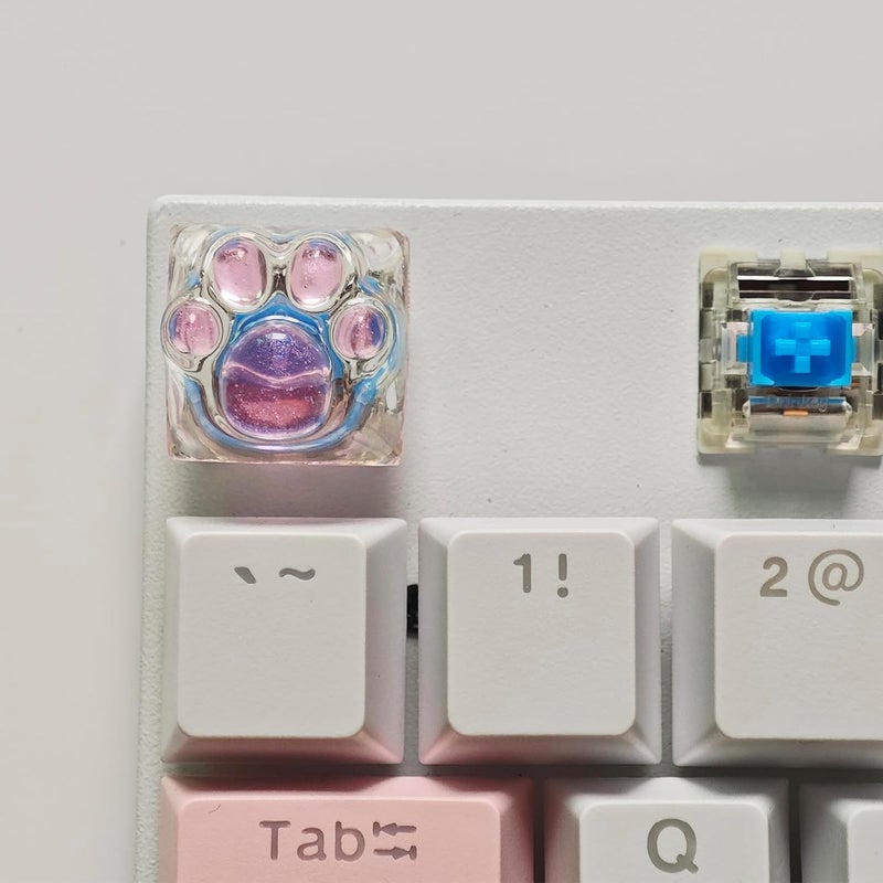 Elacgap Cat Claw Keycap Cute Drip Glue Backlight Keycaps DIY ESC Arrow Key Keycap Replacement for Cherry MX Gaming Mechanical Keyboard (Pink Transparent) - Image 3